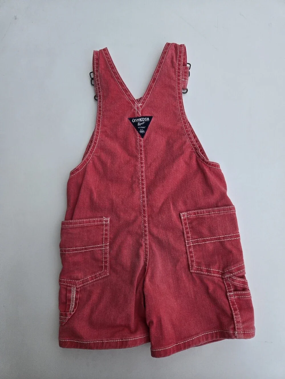 OshKosh B'gosh Washed Out Red Short Overalls for Kids 2T